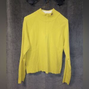 Vintage Y2K Polo Jeans Co. Yellow 1/4 Zip Ribbed Sweater Size XL